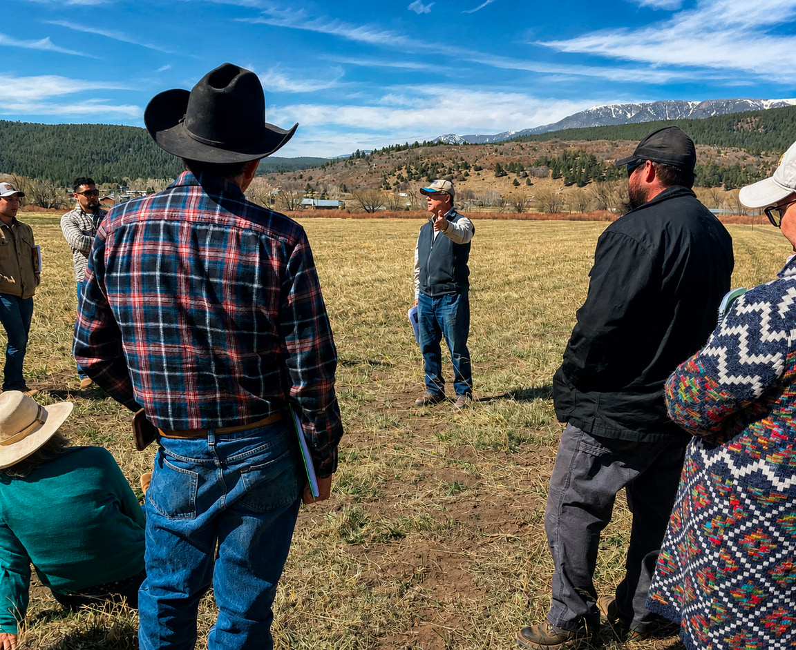 Ranchers gathered in a working meeting.